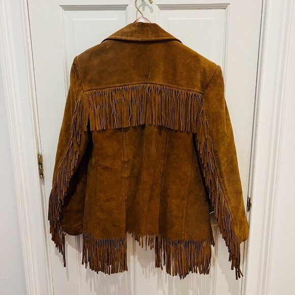Lesco Leather Vintage 1970s Western Suede Fringe Biker Distressed Jacket Rancher - Picture 14 of 16